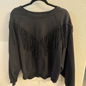 Black Fringe Sweatshirt